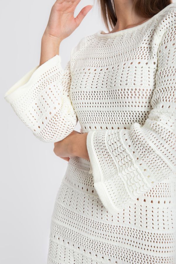 Knitted Boat Neck Long Sleeve Mini Dress 6