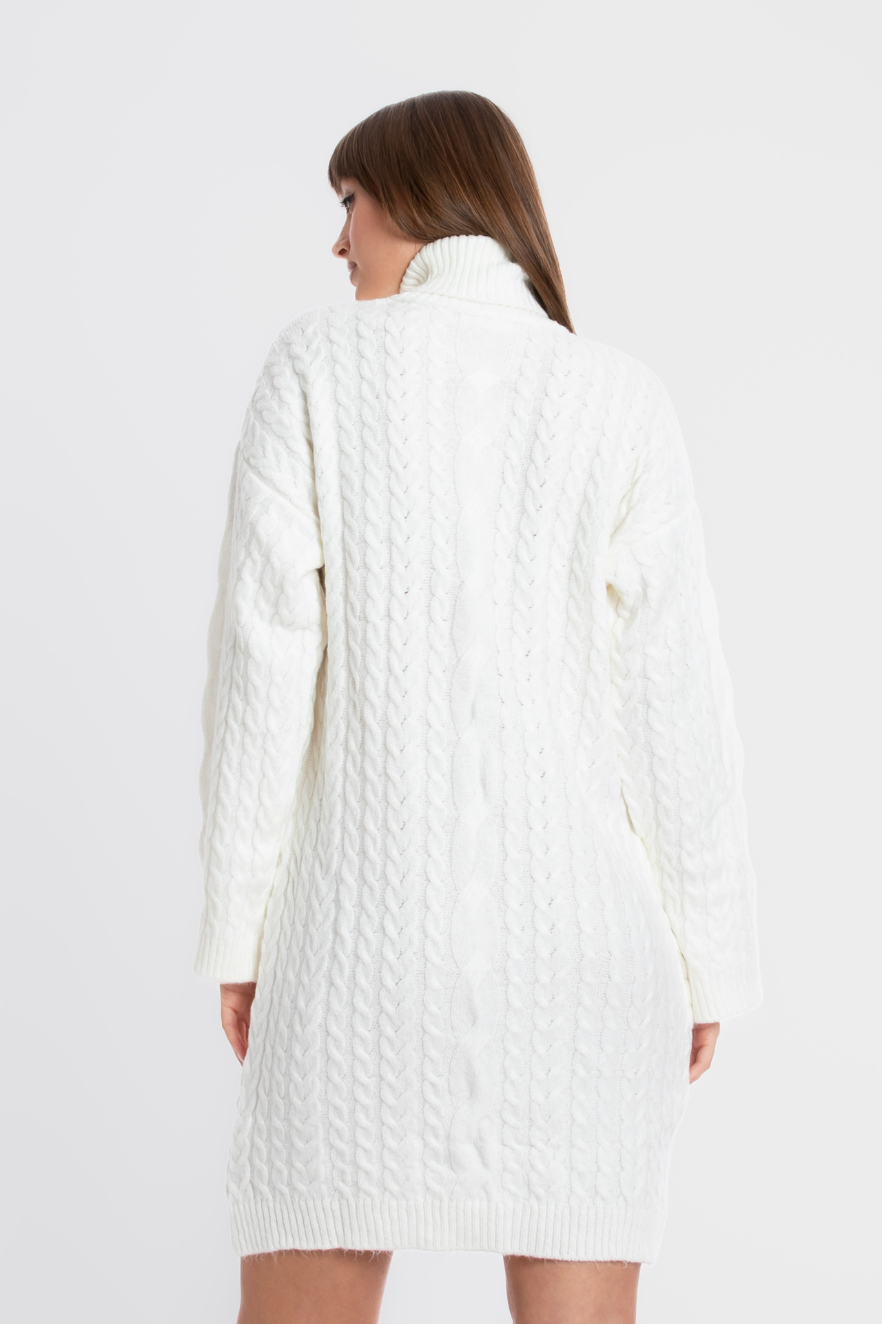 Knitted Turtleneck Long Sleeve Mini Dress