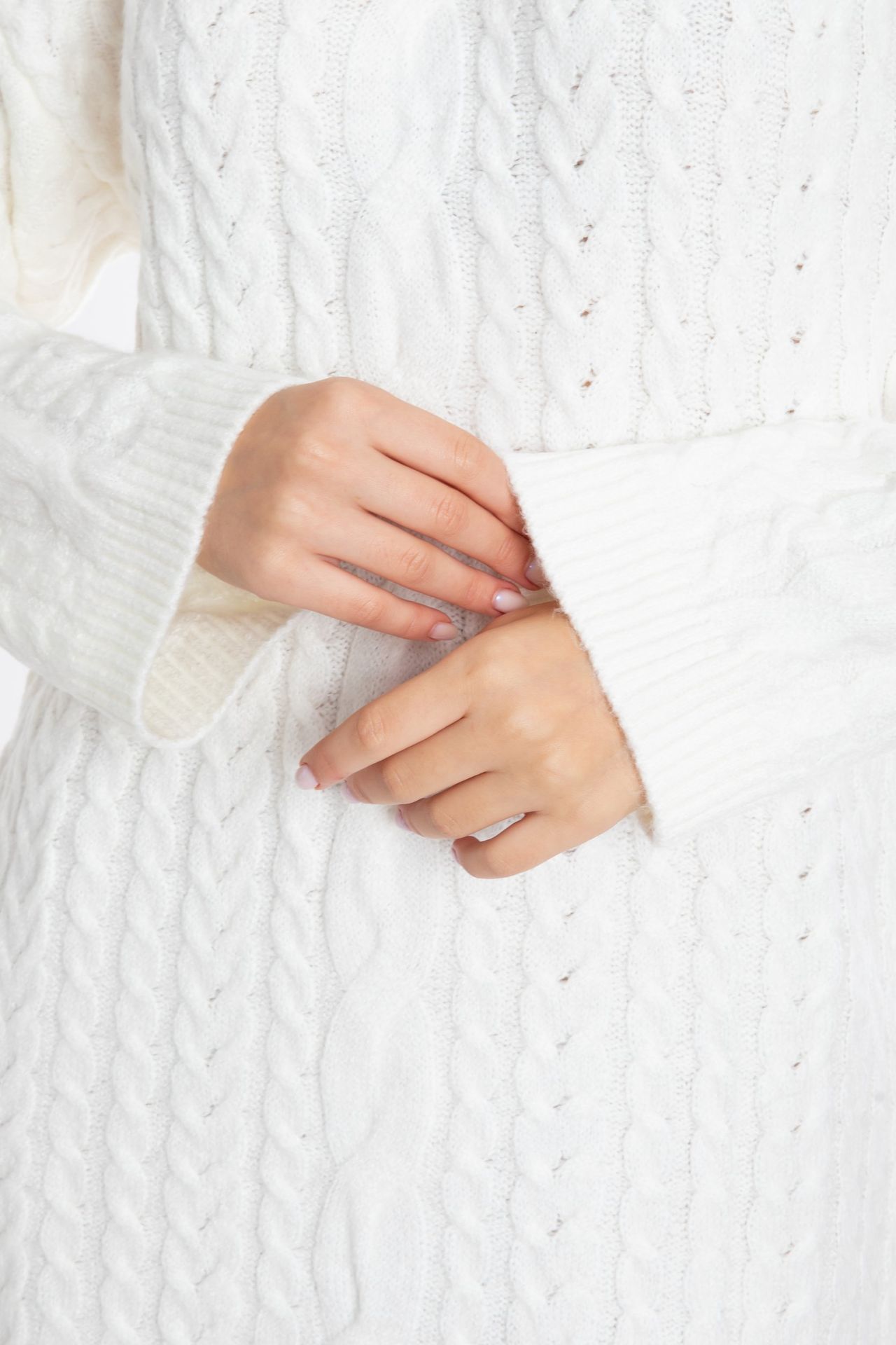 Knitted Turtleneck Long Sleeve Mini Dress