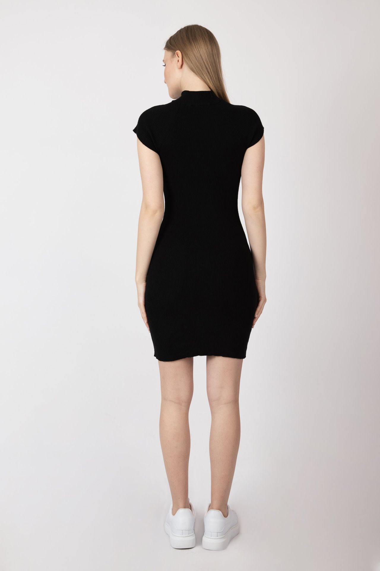 Knitted High Neck Midi Casual Dress