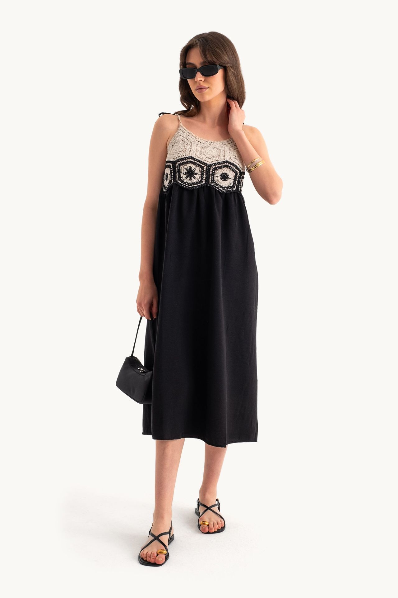 Crochet Spaghetti Strap Midi Dress