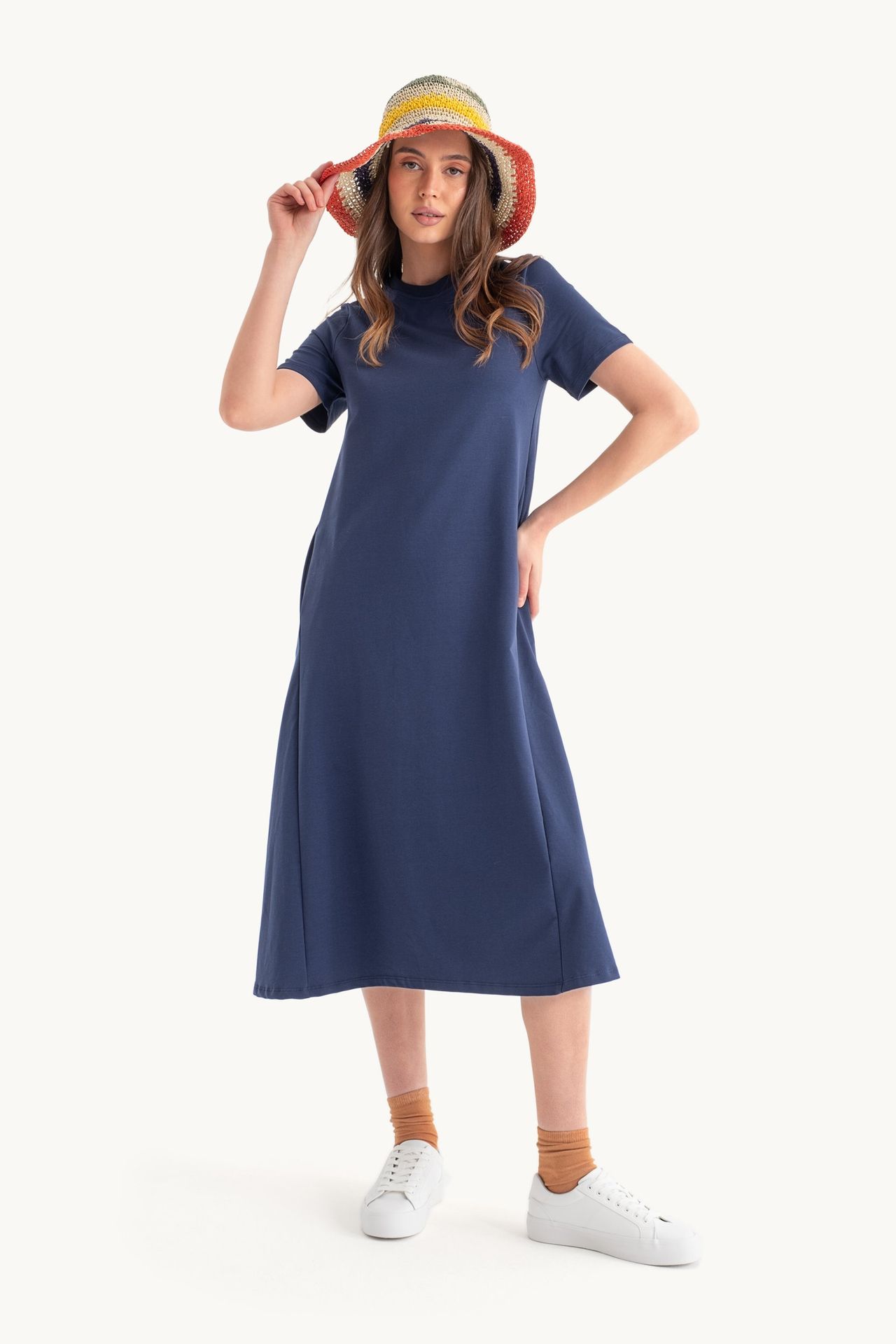 Crew Neck Midi Basic Dress