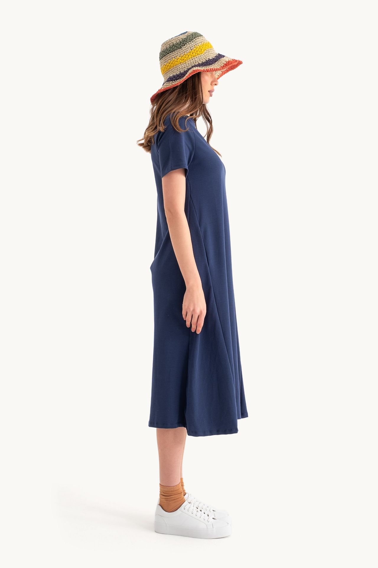 Crew Neck Midi Basic Dress