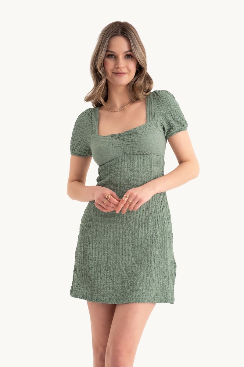 Square Neck Mini Dress with a Back Cut Out 2