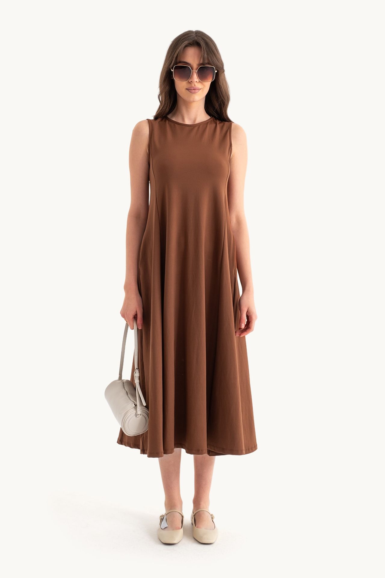 Round Neck Midi Casual Dress