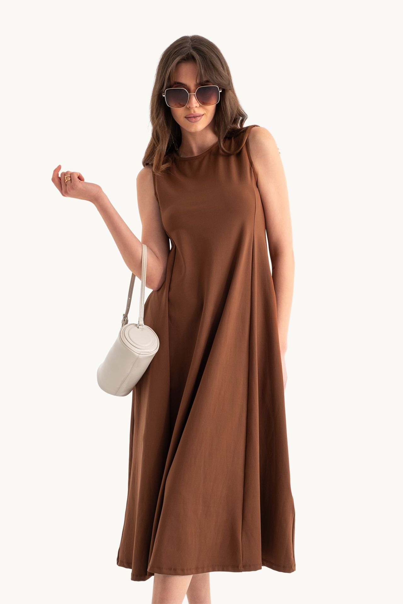 Round Neck Midi Casual Dress