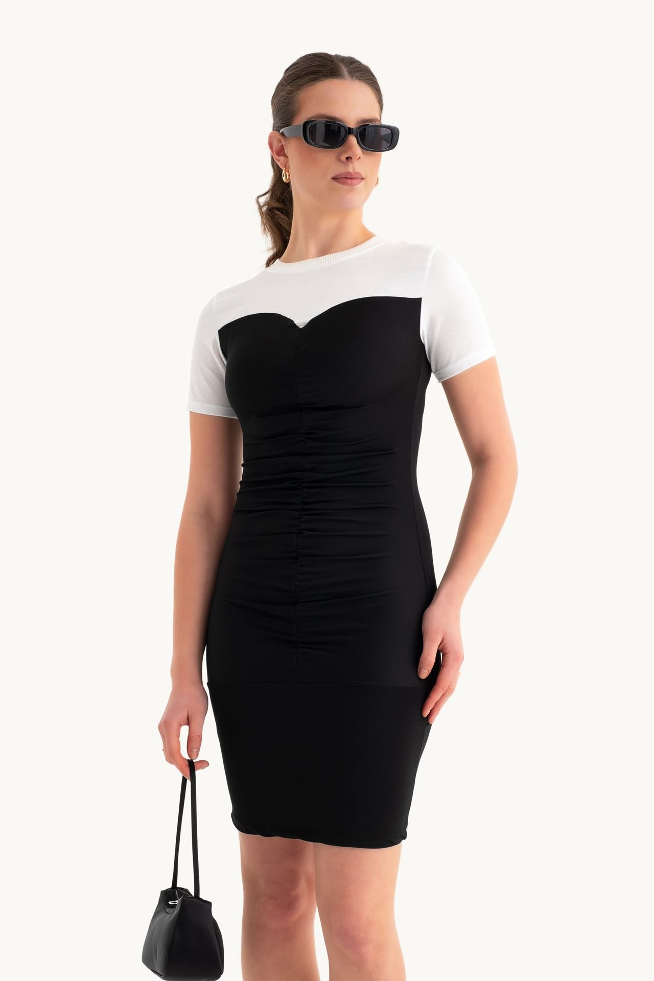 Round Neck Color Block Mini Dress