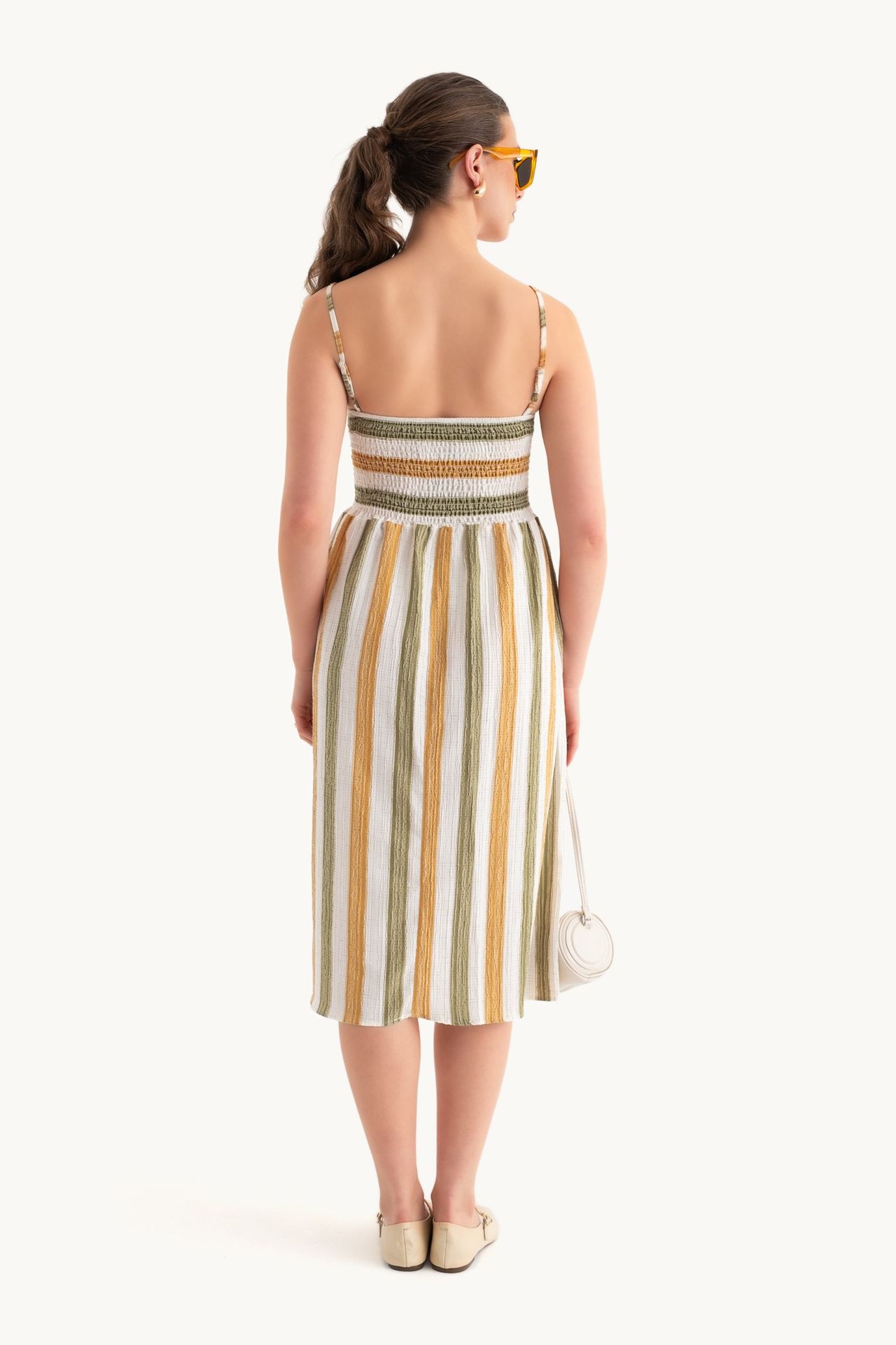 Striped Spaghetti Strap Midi Dress