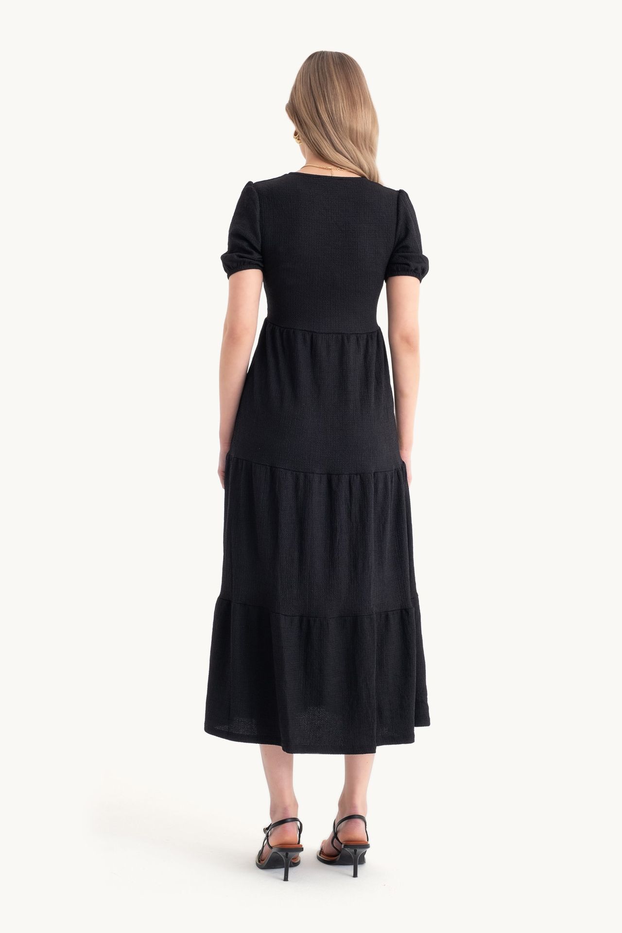 V Neck Tiered Maxi Casual Dress