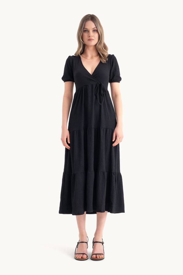V Neck Tiered Maxi Casual Dress 1