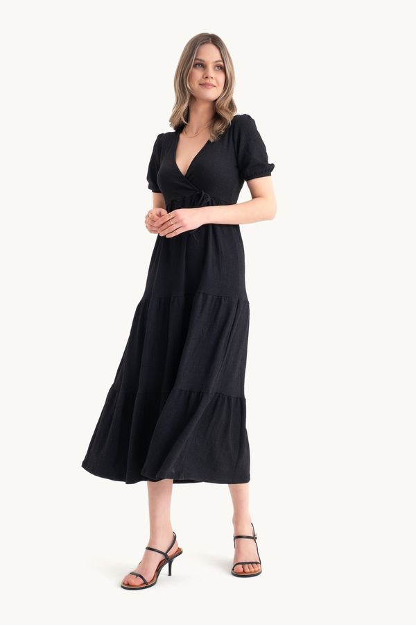 V Neck Tiered Maxi Casual Dress 2