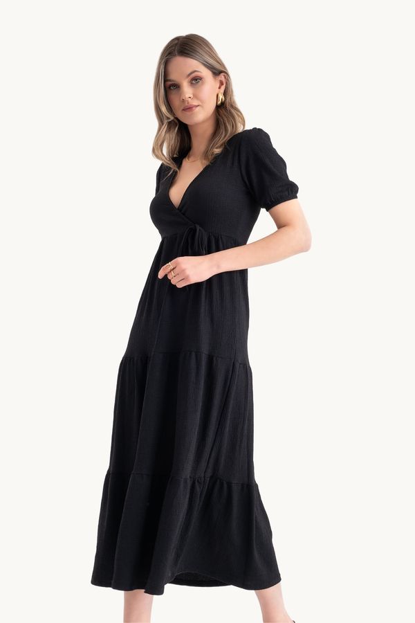 V Neck Tiered Maxi Casual Dress 3