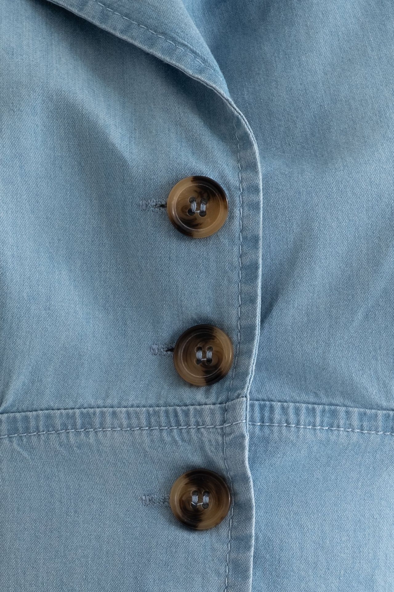 Denim Polo Collar Buttoned Midi Dress