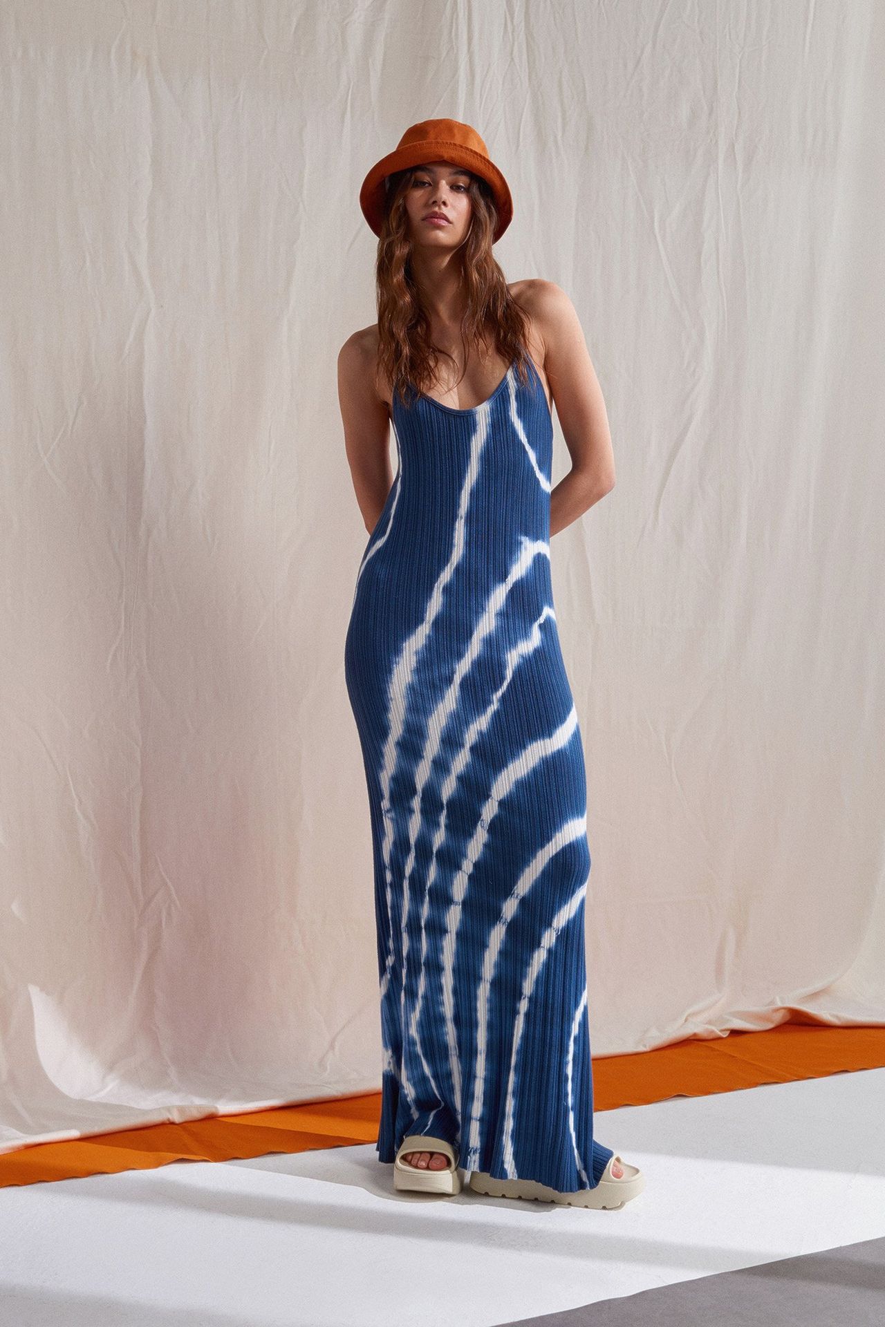 Knitted Tie dye Spaghetti Strap Maxi Dress
