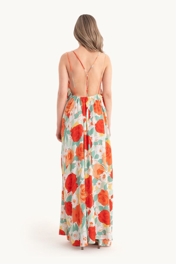 Floral Halter Neck Sleeveless Maxi Dress 4
