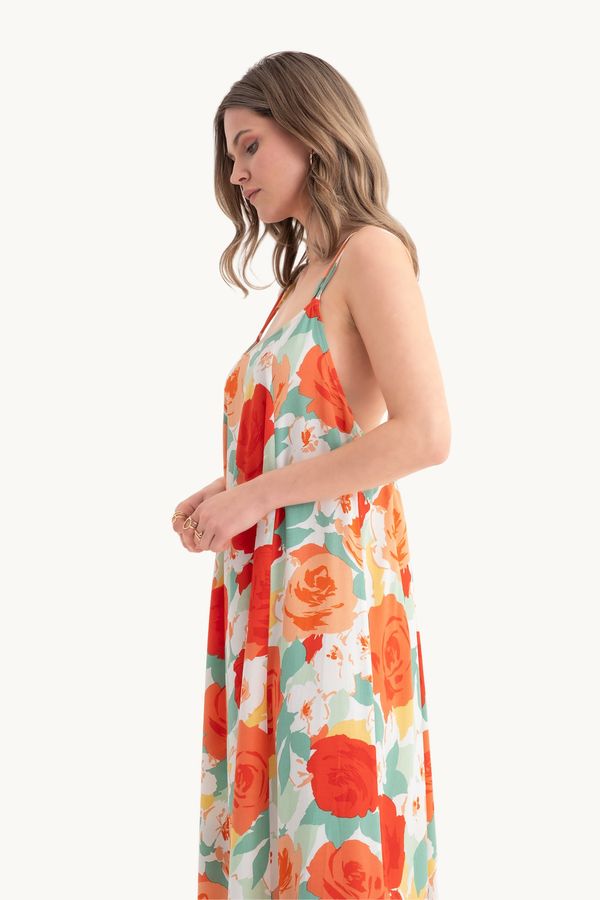 Floral Halter Neck Sleeveless Maxi Dress 5