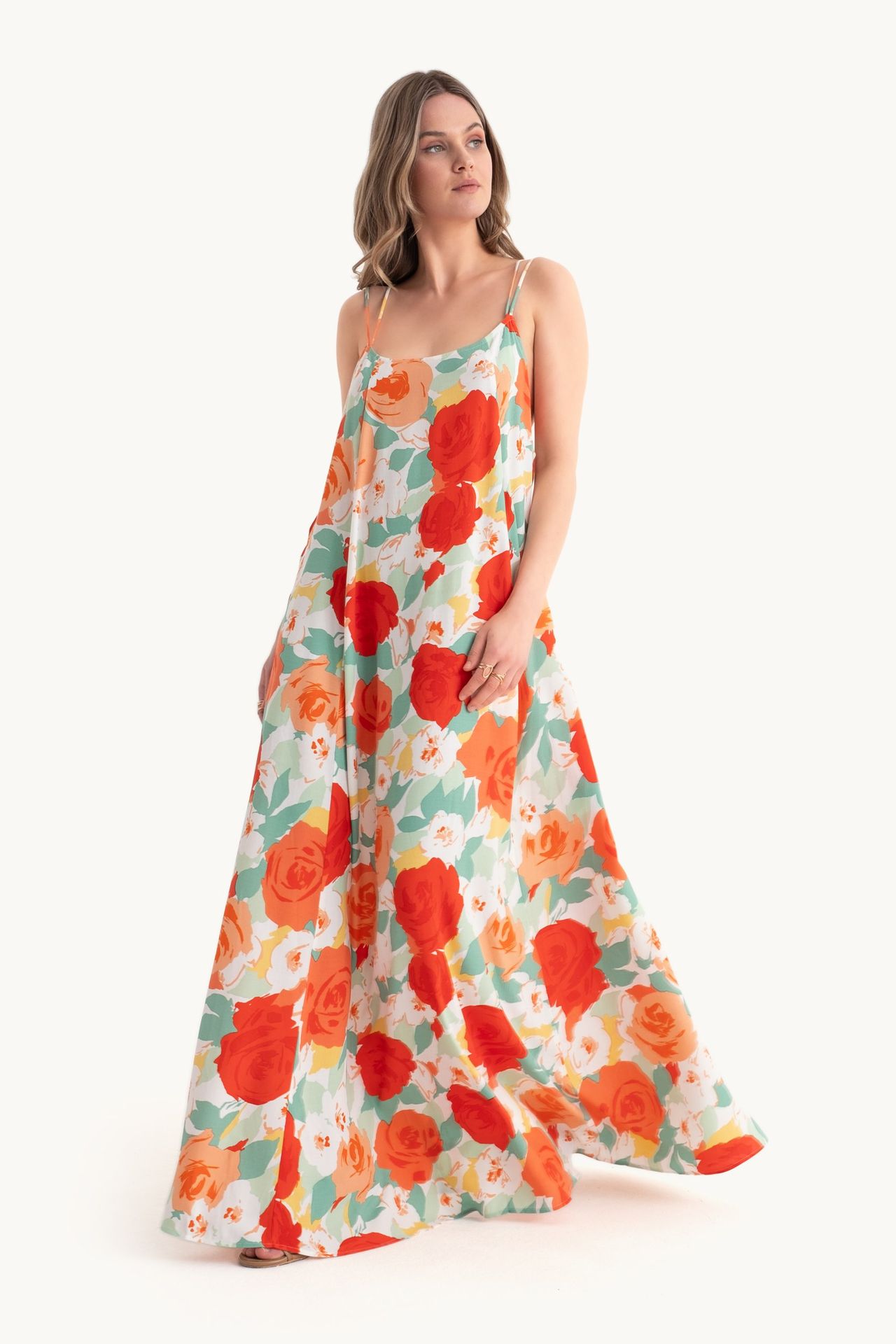 Floral Halter Neck Sleeveless Maxi Dress