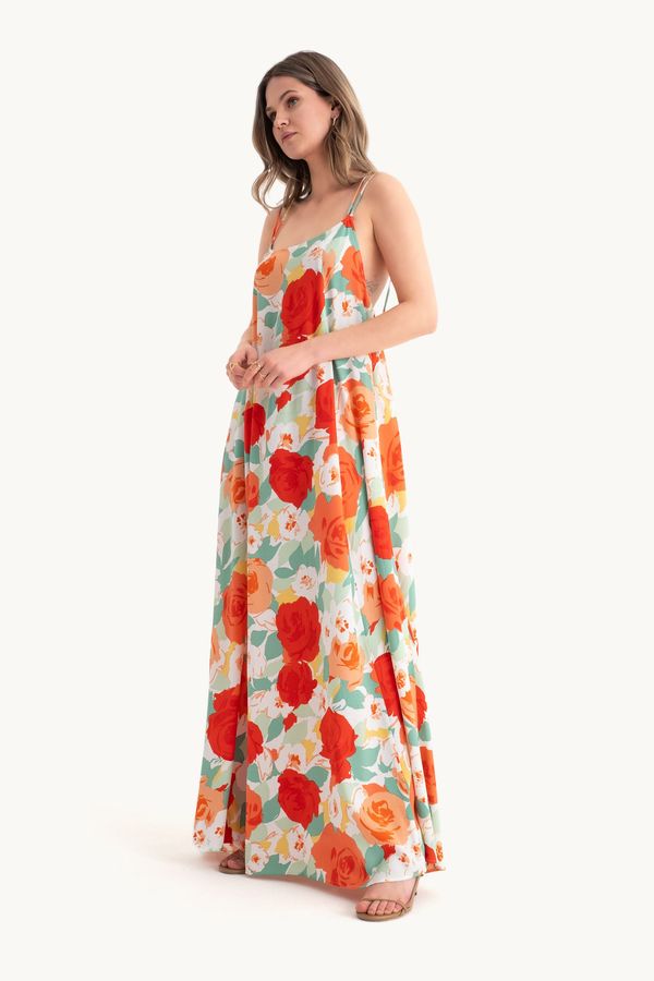 Floral Halter Neck Sleeveless Maxi Dress 2