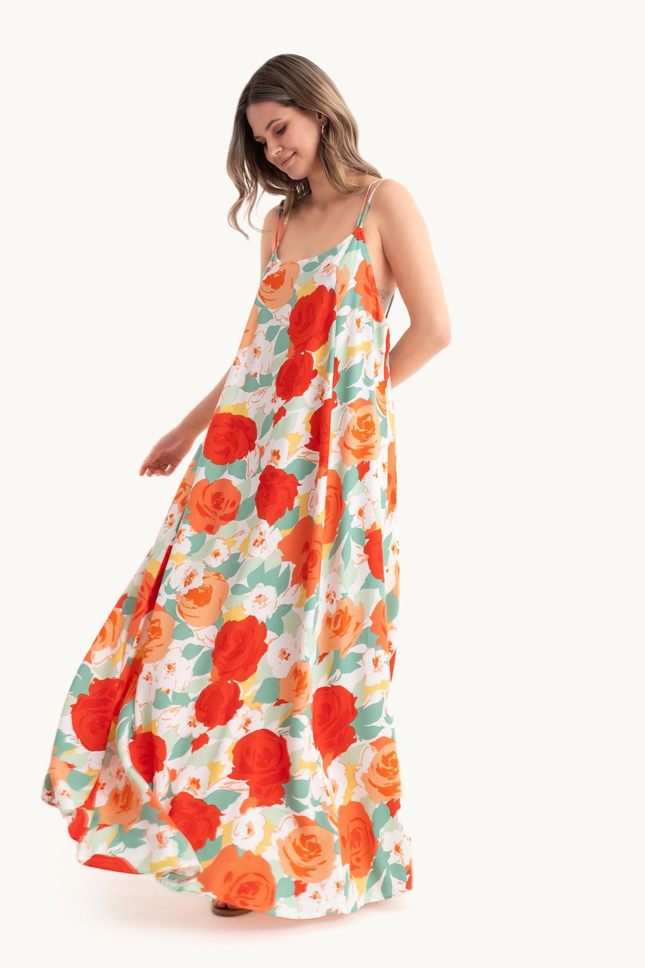 Floral Halter Neck Sleeveless Maxi Dress