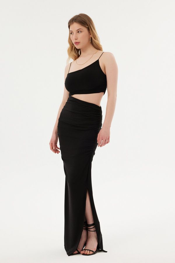Spaghetti Strap Asymmetrical Side Cut Out Maxi Dress 2