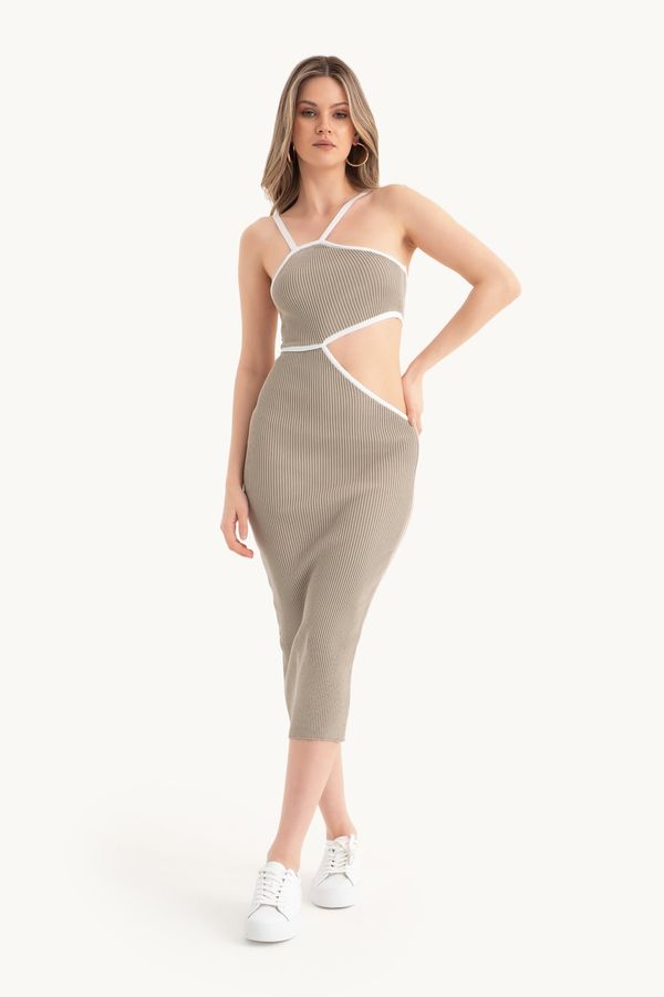 One Shoulder Midi Dress with a Side Cut Out 4