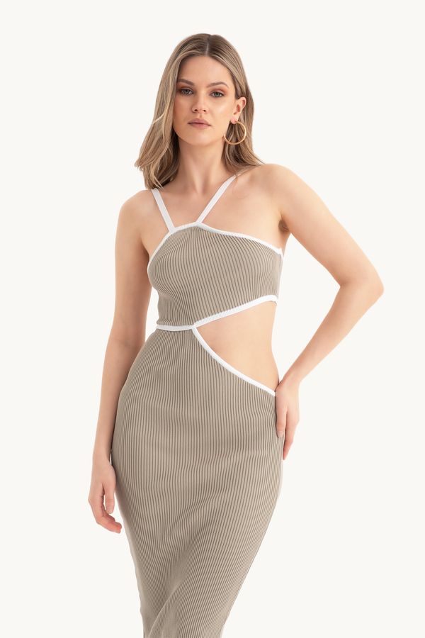 One Shoulder Midi Dress with a Side Cut Out 1