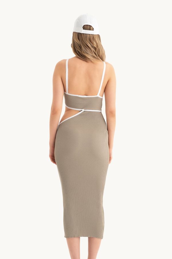 One Shoulder Midi Dress with a Side Cut Out 2