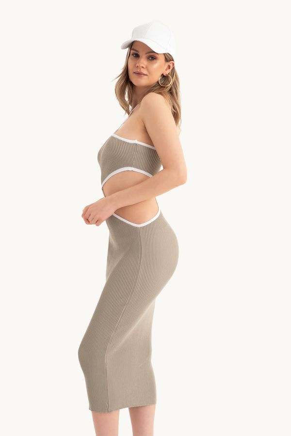 One Shoulder Midi Dress with a Side Cut Out 3