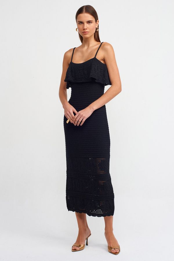 Embroidered Spaghetti Strap Crochet Ruffled Maxi Dress 1