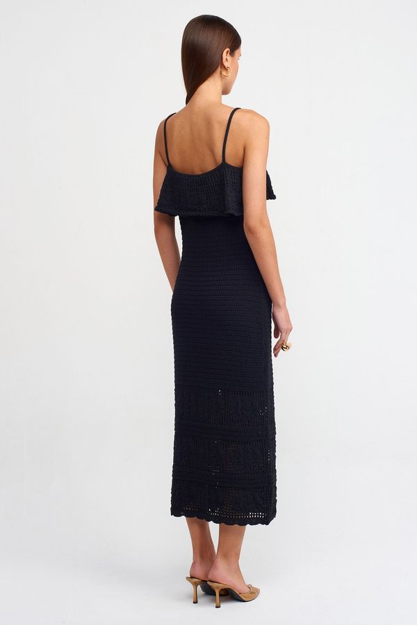 Embroidered Spaghetti Strap Crochet Ruffled Maxi Dress 2