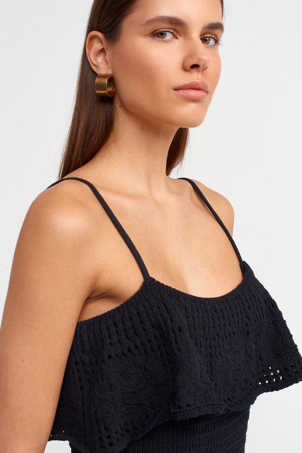 Embroidered Spaghetti Strap Crochet Ruffled Maxi Dress 3