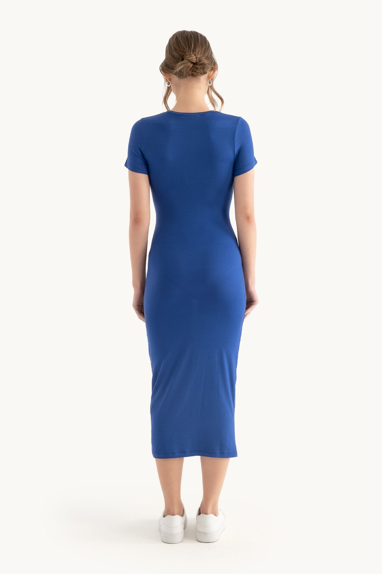 Crew Neck Basic Maxi Bodycon Dress