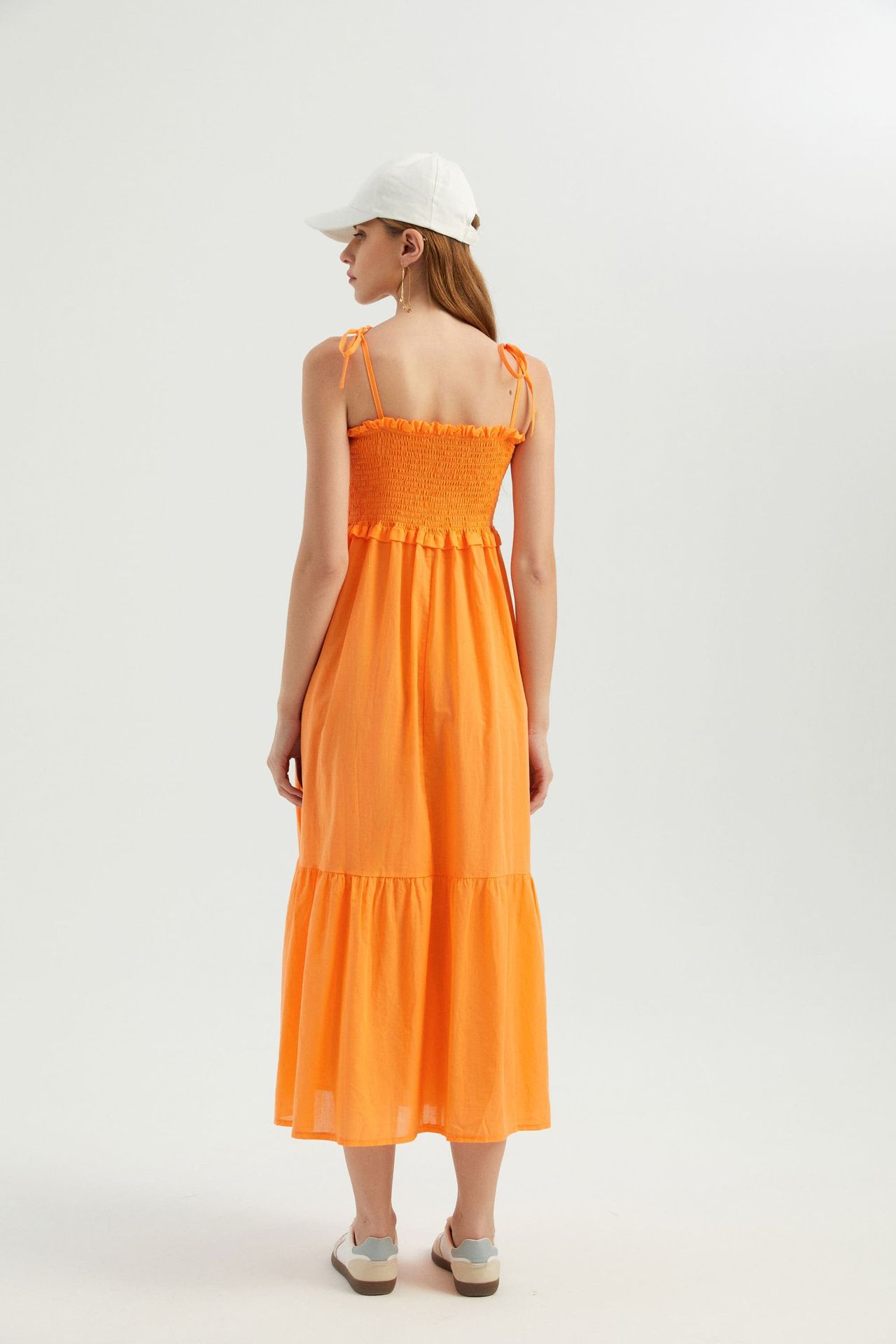 Square Neck Tiered Maxi Dress with a Tie Strap