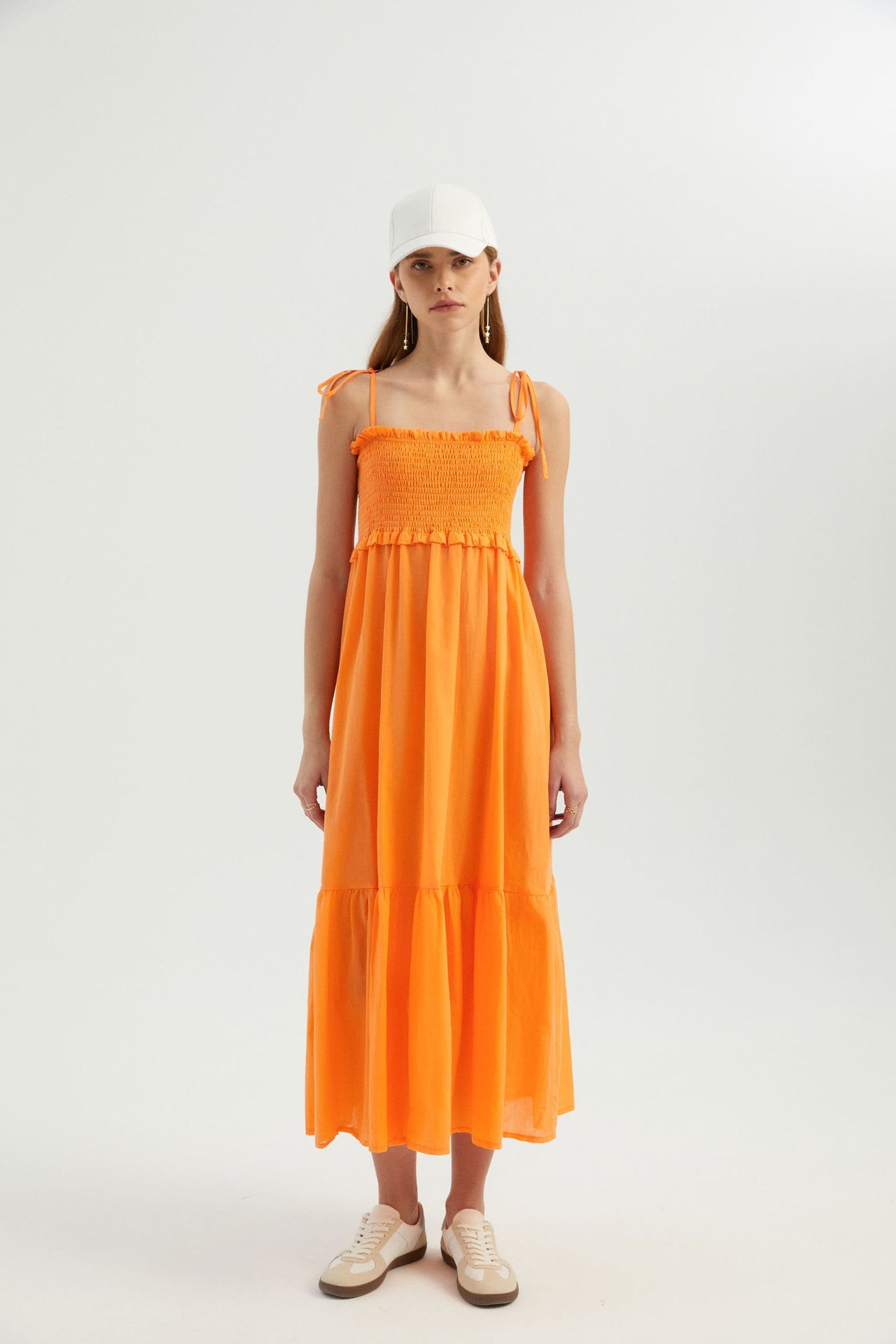 Square Neck Tiered Maxi Dress with a Tie Strap
