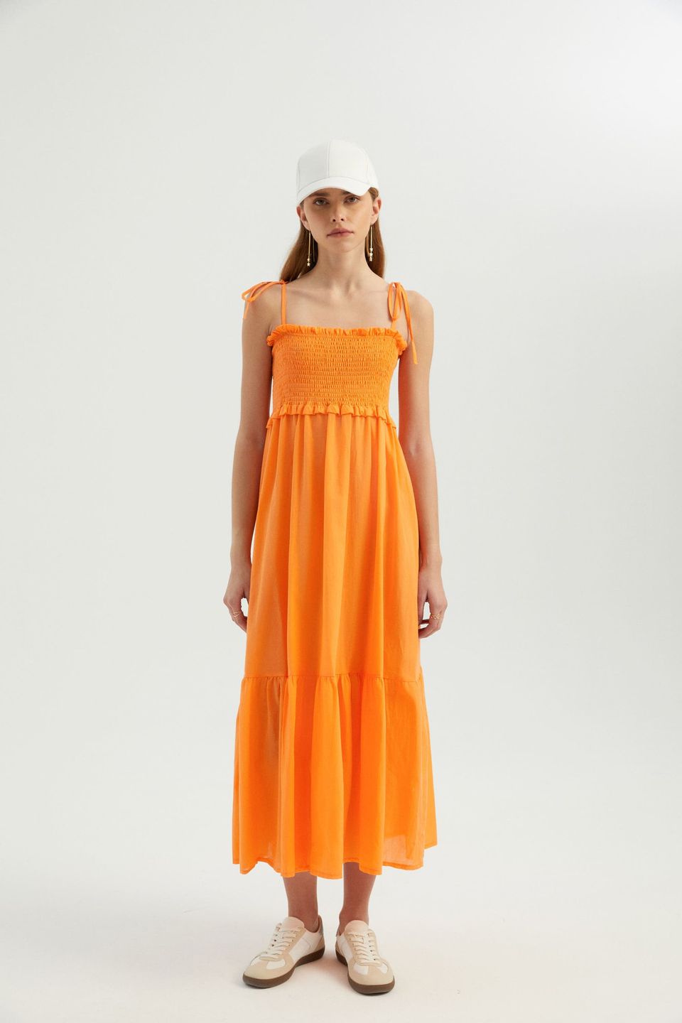 Square Neck Tiered Maxi Dress with a Tie Strap