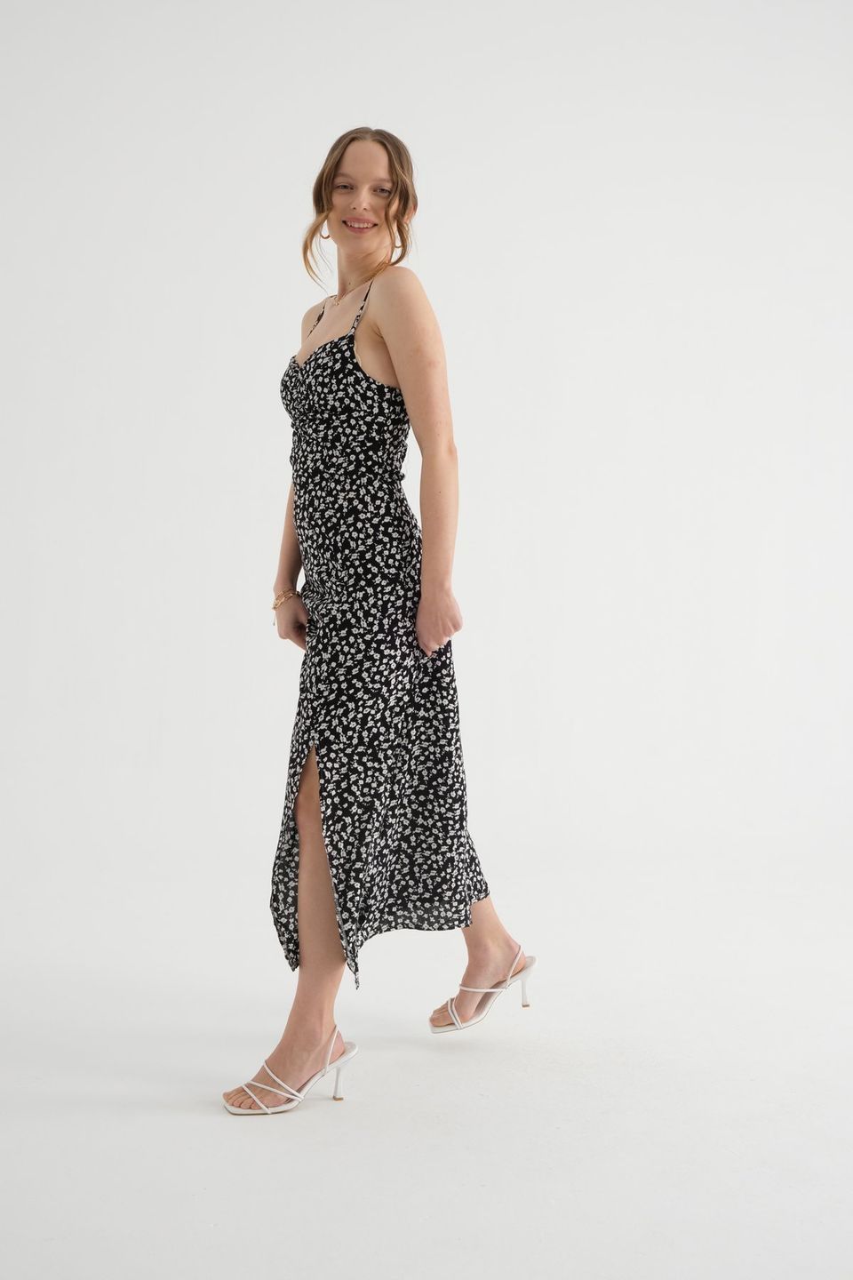 Floral Sweetheart Neck Spaghetti Strap Maxi Dress