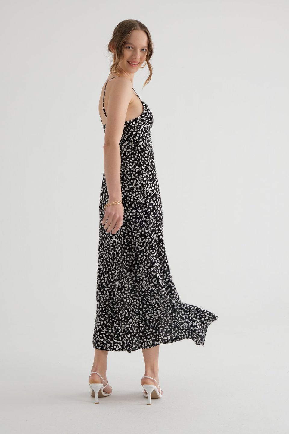 Floral Sweetheart Neck Spaghetti Strap Maxi Dress