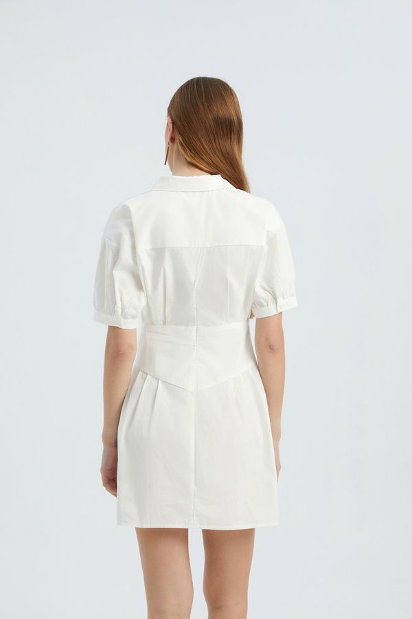 Short Sleeve Mini Shirt Dress with a Pocket Detail 5