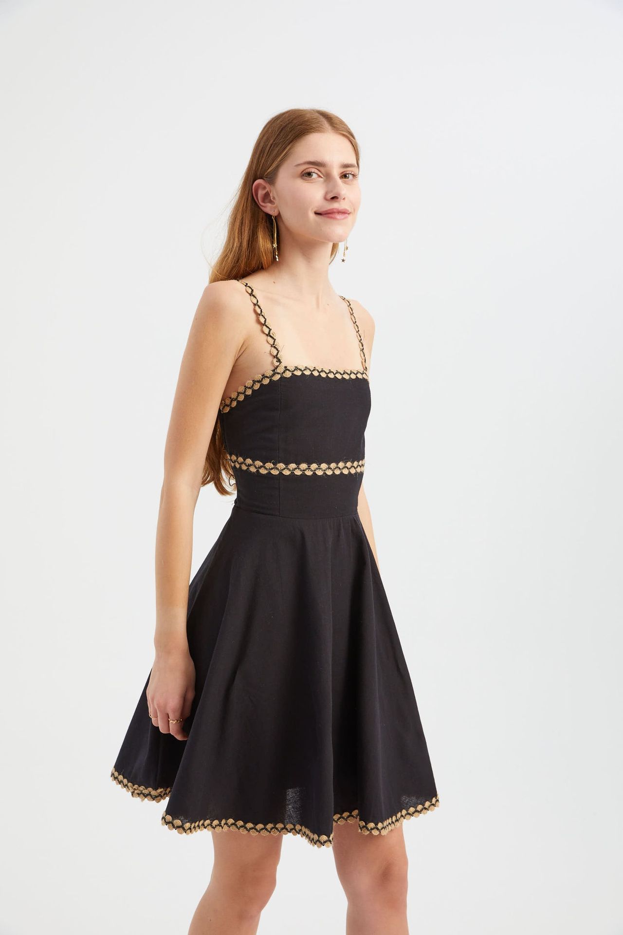 Square Neck Spaghetti Strap Mini A-line Dress