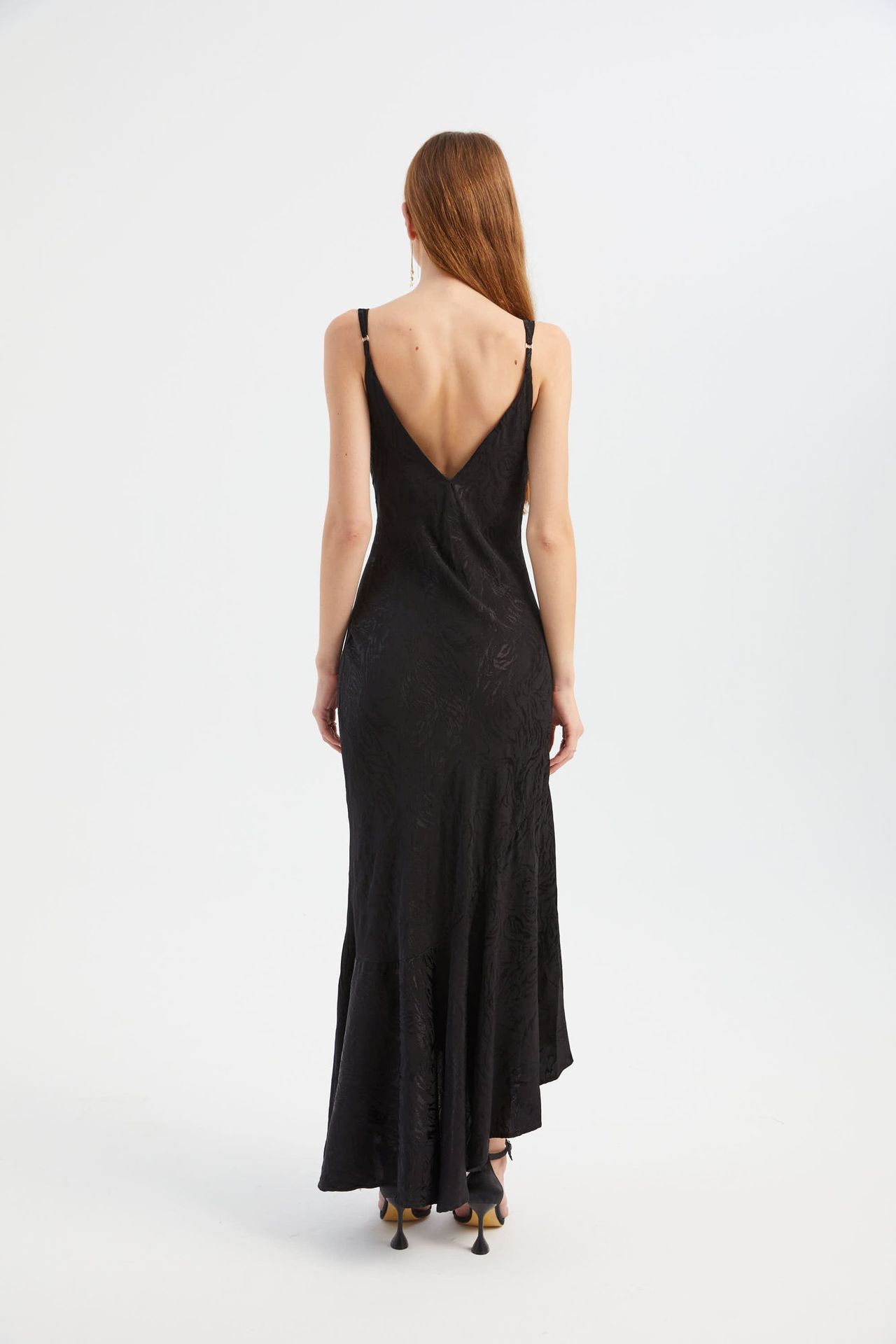 Floral V Neck Asymmetrical Maxi Slip Dress