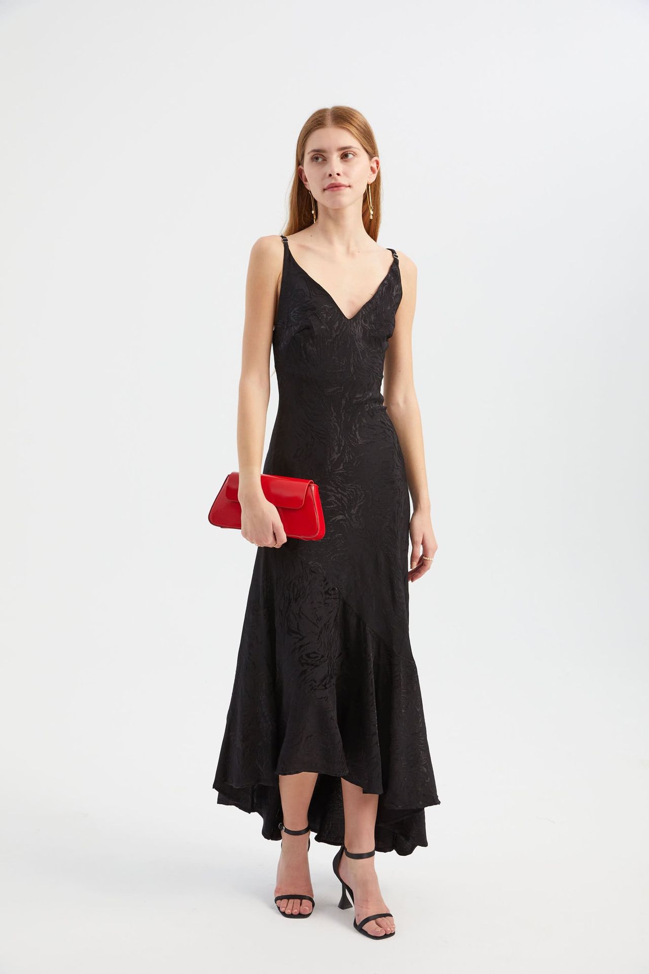 Floral V Neck Asymmetrical Maxi Slip Dress