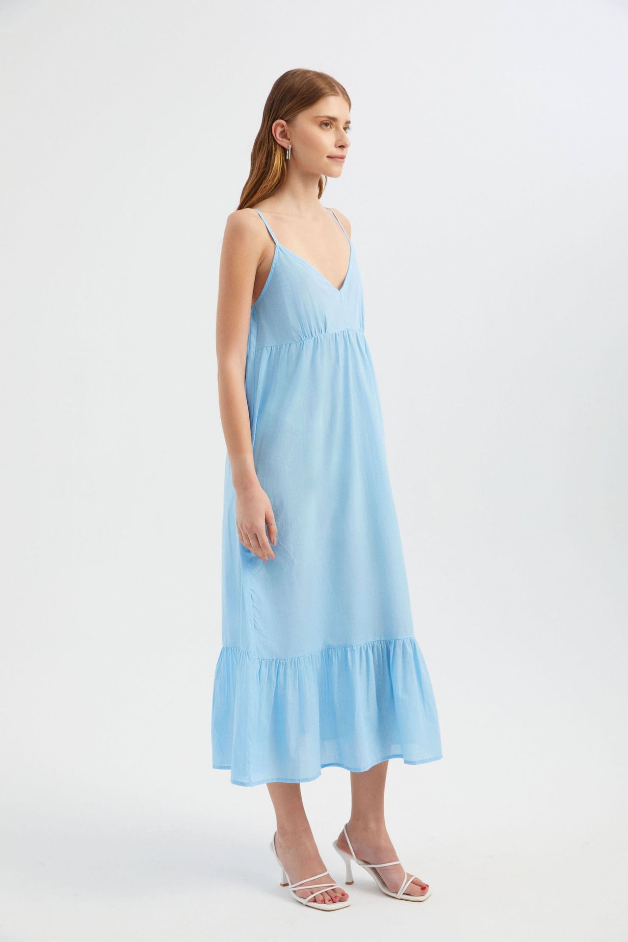 V Neck Spaghetti Strap Tiered Maxi Dress