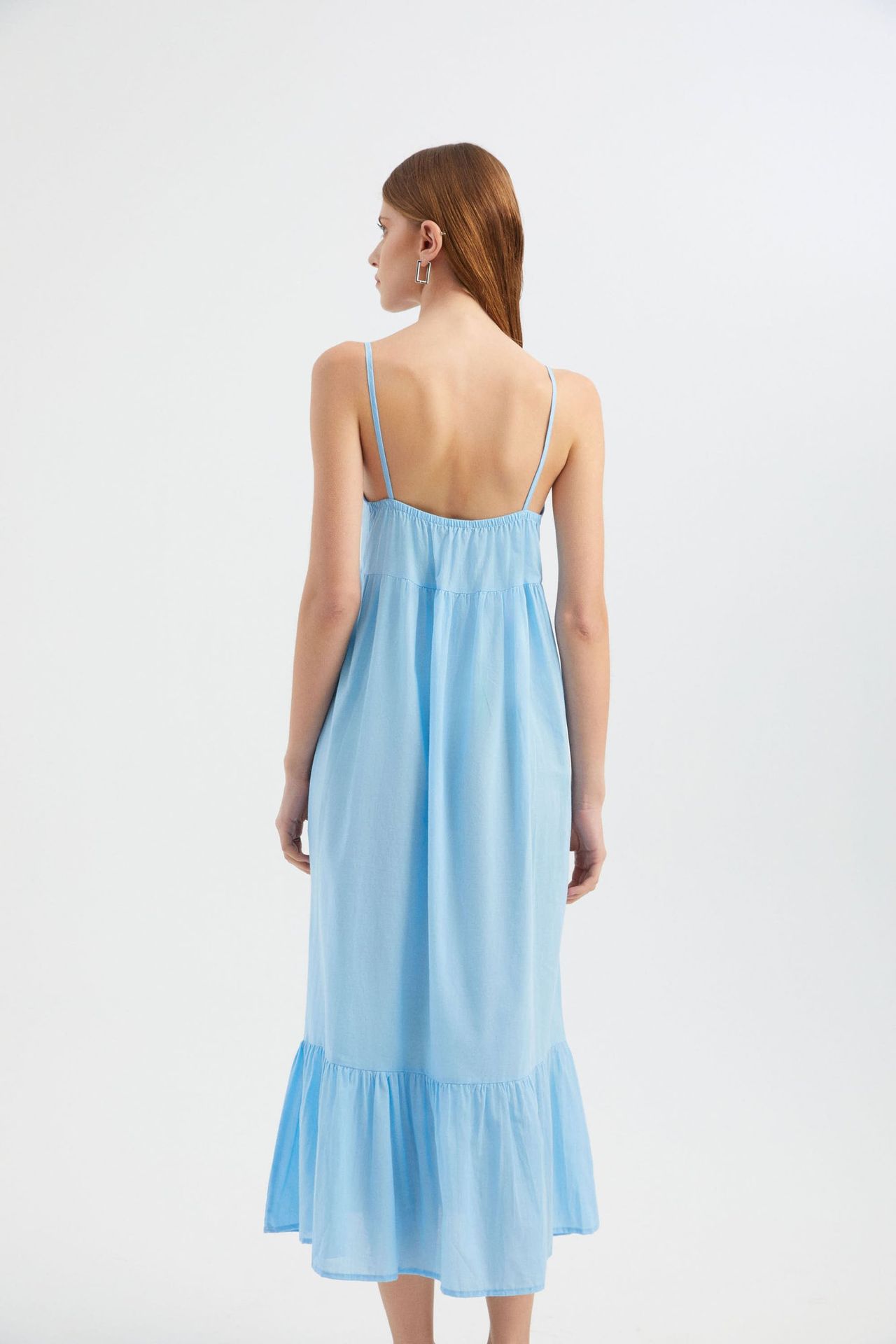 V Neck Spaghetti Strap Tiered Maxi Dress