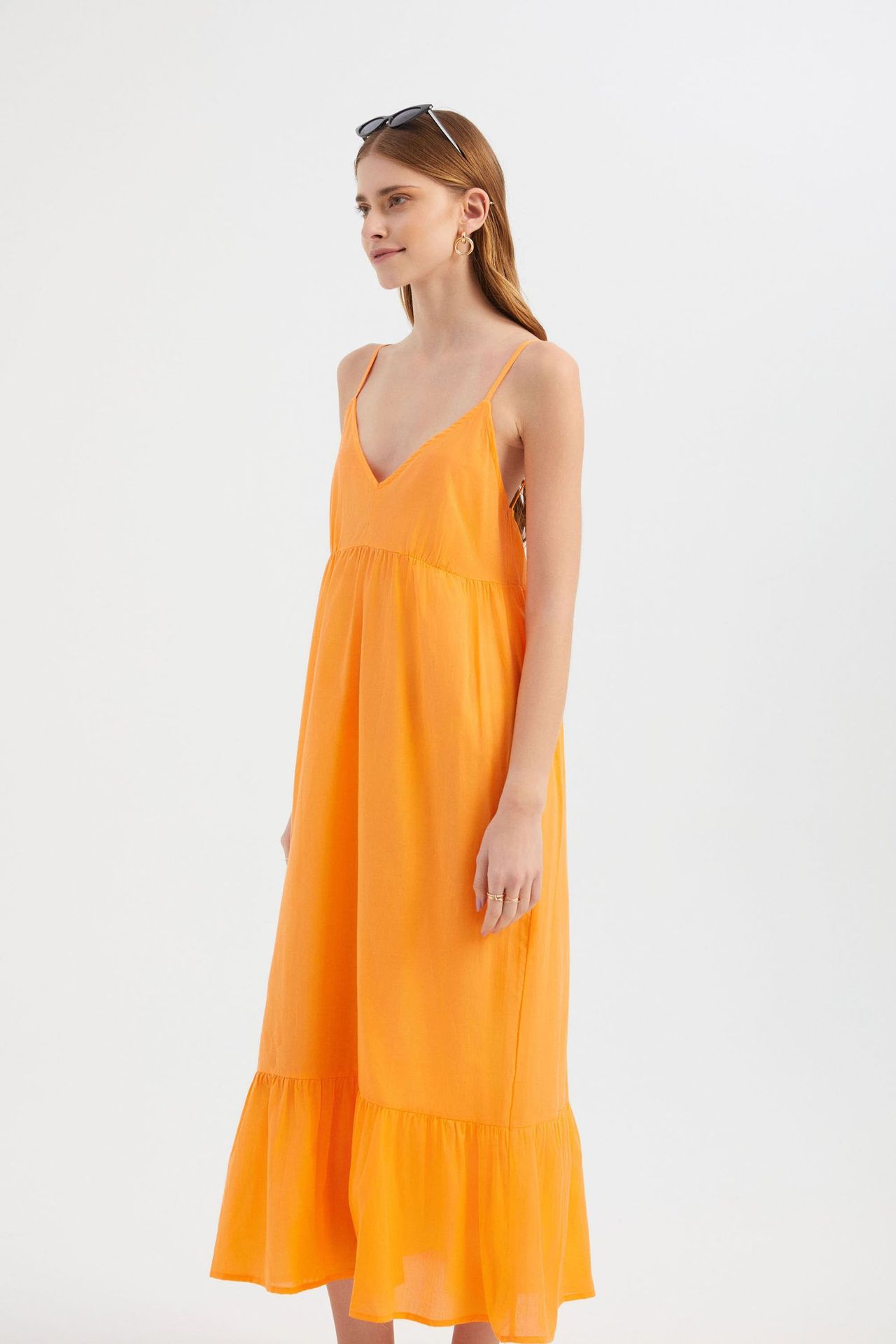 V Neck Spaghetti Strap Tiered Maxi Dress