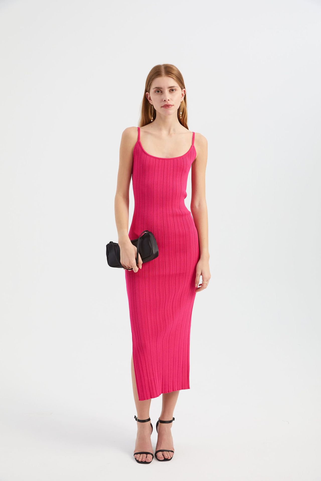 Sleeveless Maxi Bodycon Dress with Spaghetti Straps and Side Slit