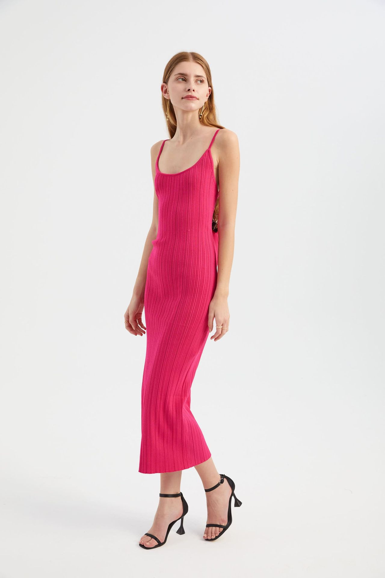 Sleeveless Maxi Bodycon Dress with Spaghetti Straps and Side Slit