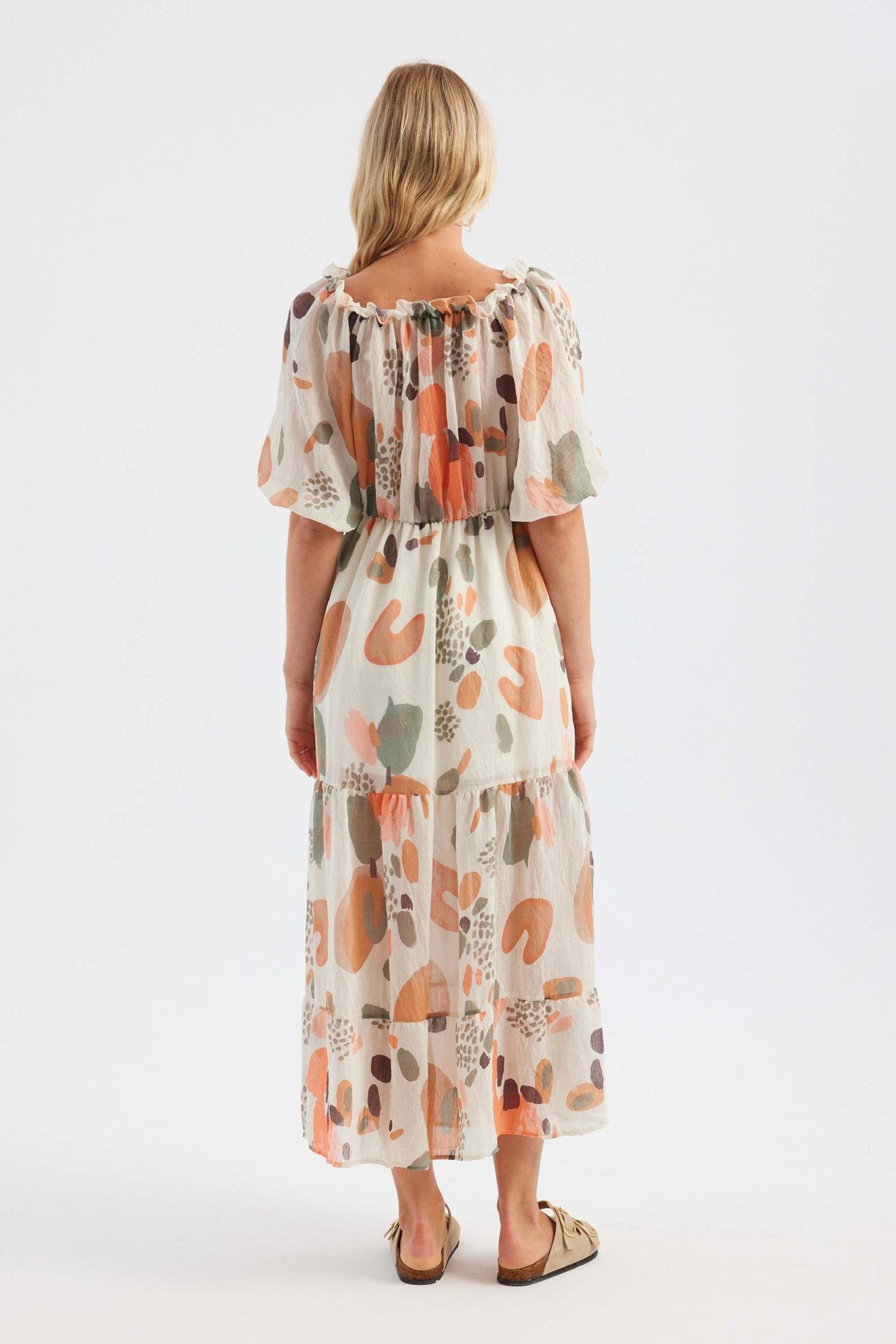 Abstract Off Shoulder Maxi Dress