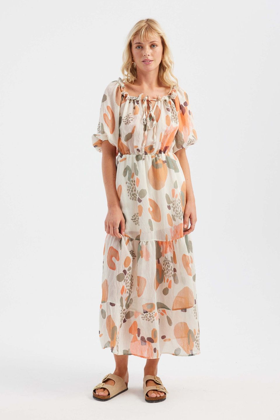 Abstract Off Shoulder Maxi Dress