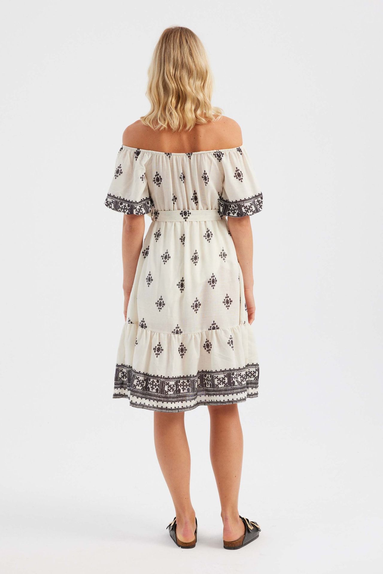 Printed Off Shoulder Midi Dress