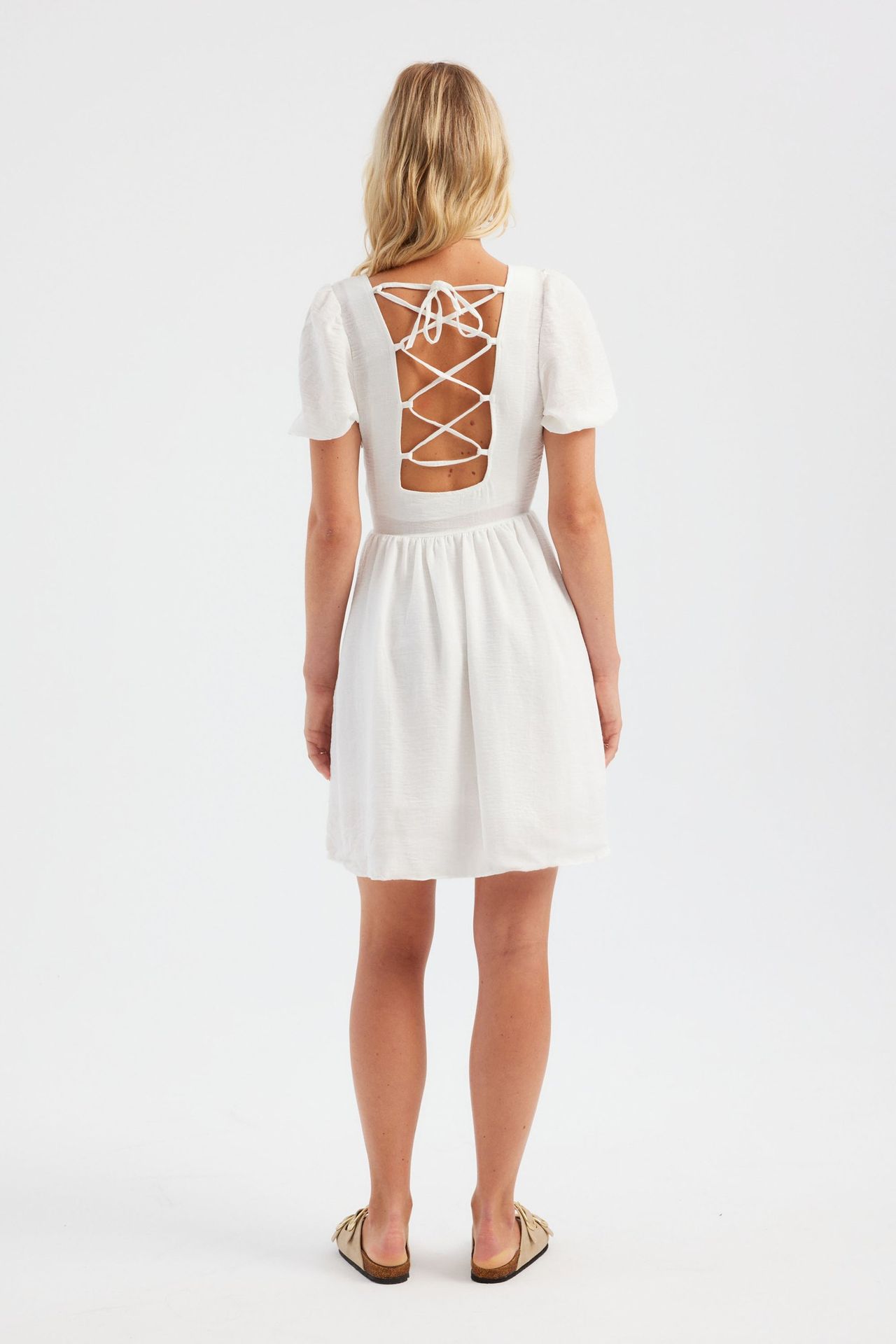 Square Neck Short Sleeve Mini Dress